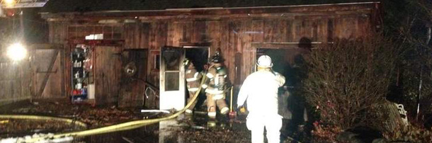 Chicago Firefighters fight fire in the barn